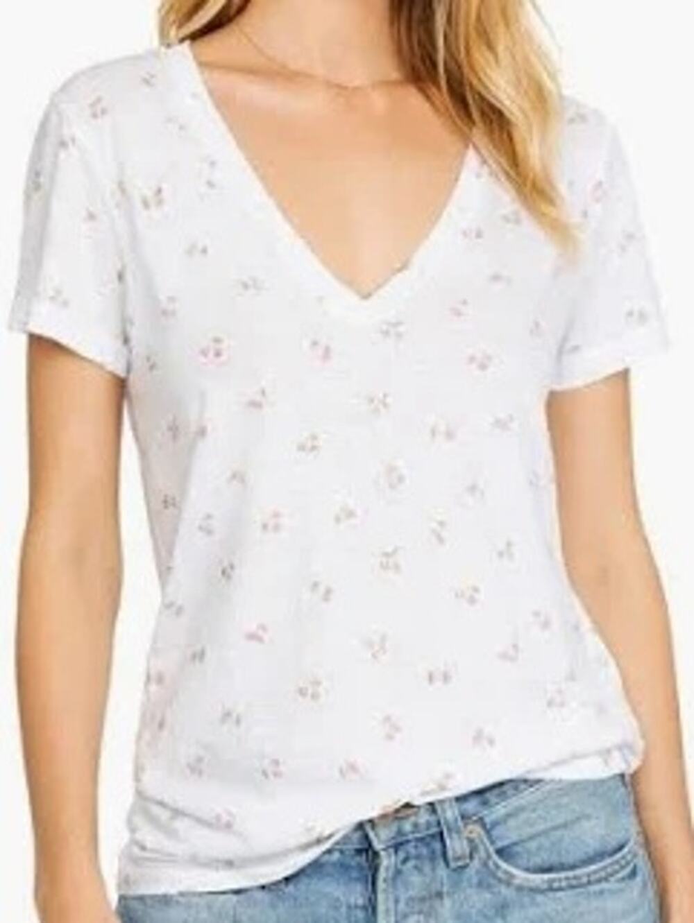 Rails Women Cherry Print Linen Tee Cara Lightweight Summer Fruit Novelty Large
